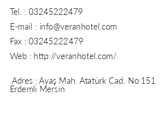 Veran Hotel iletiim bilgileri